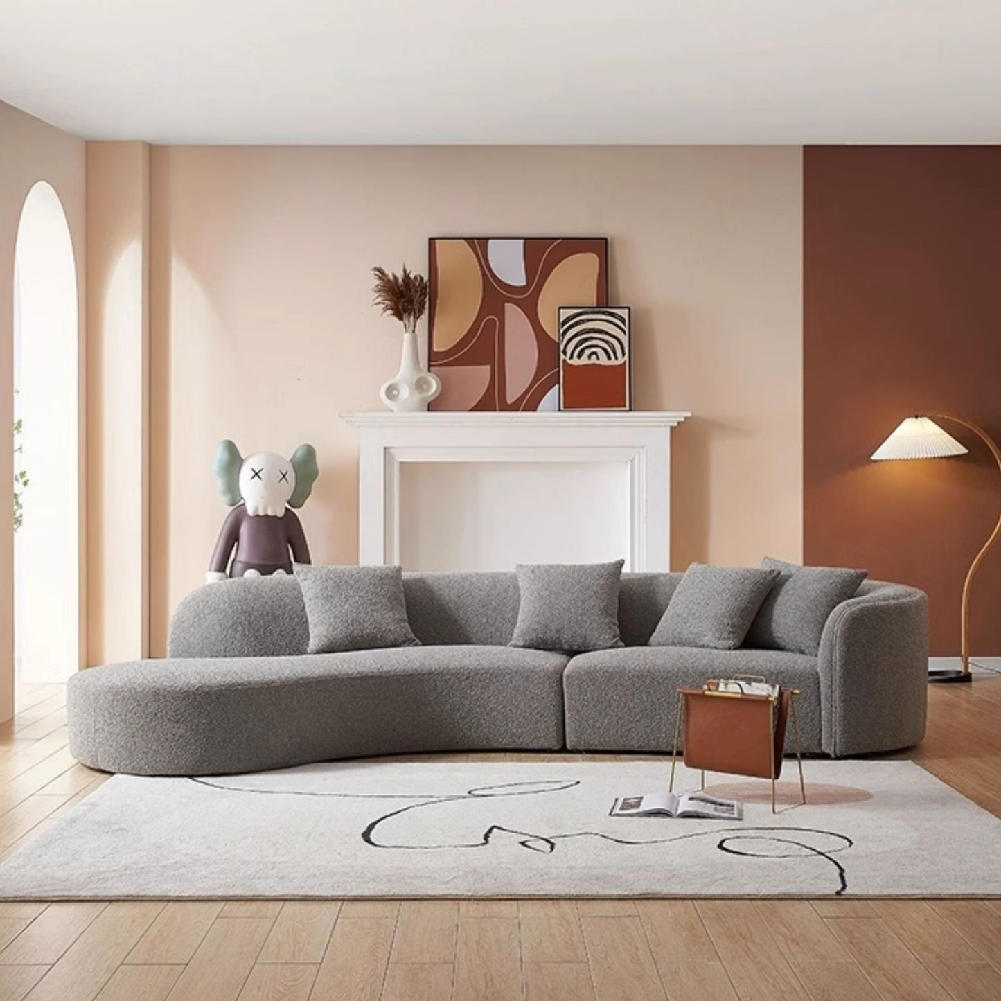 Cynthia fabric one arm sofa grey right