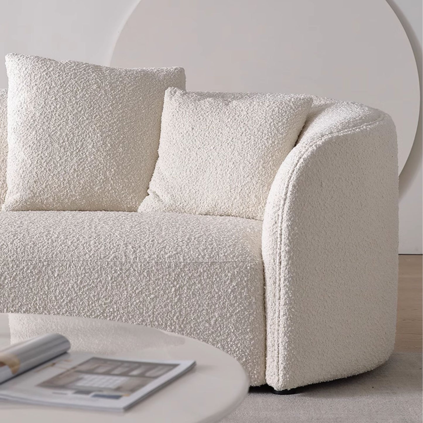 Cynthia fabric one arm sofa white right