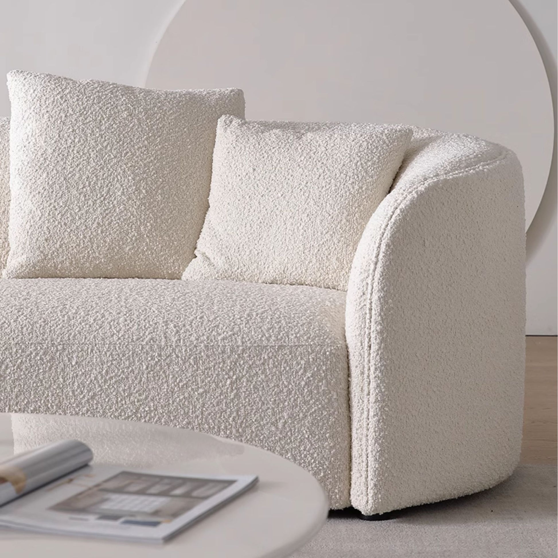 Cynthia fabric one arm sofa white right
