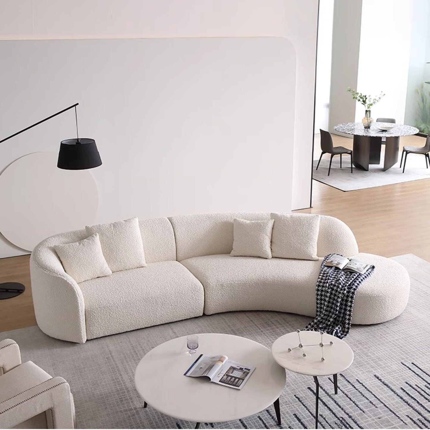 Cynthia fabric one arm sofa white left