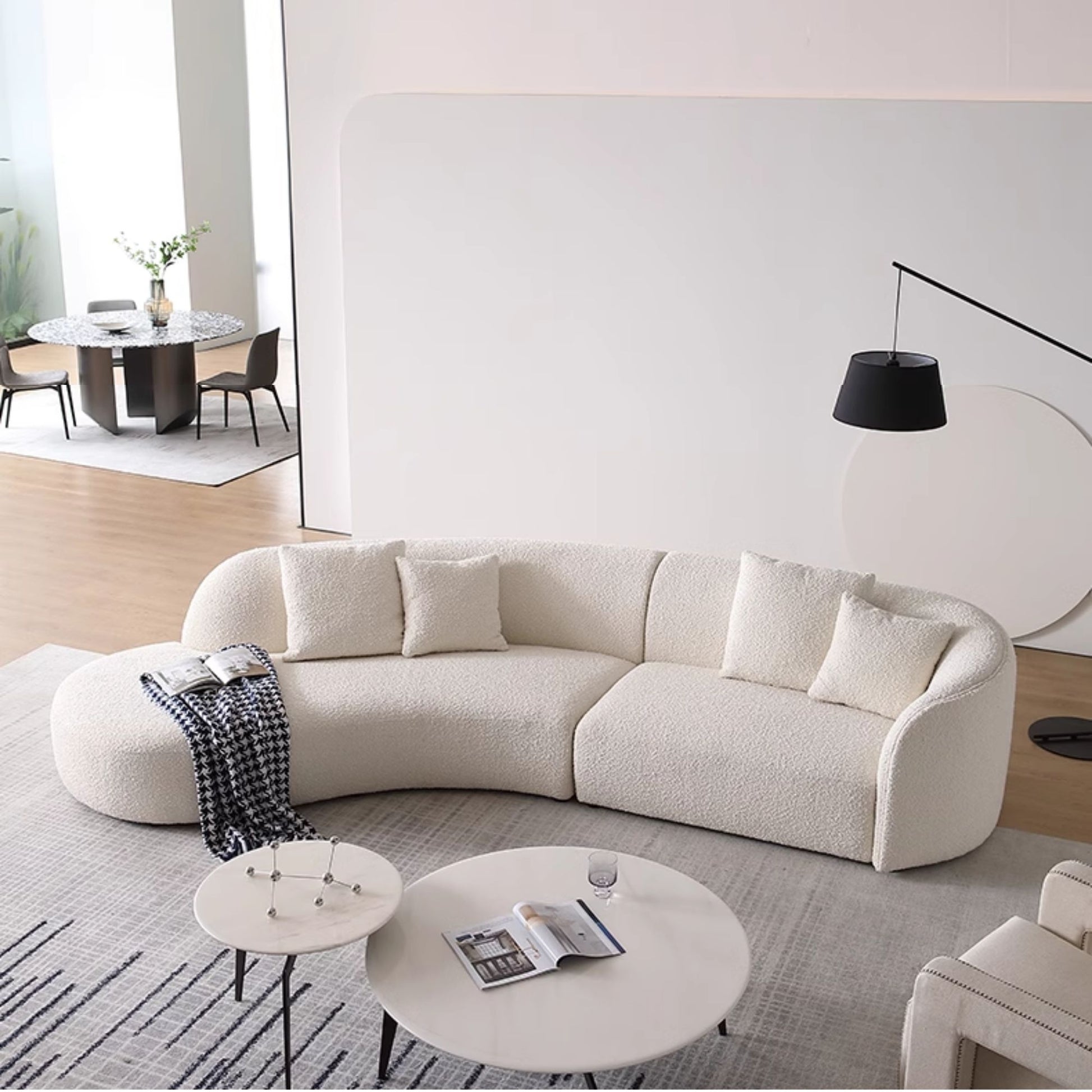 Cynthia fabric one arm sofa white right