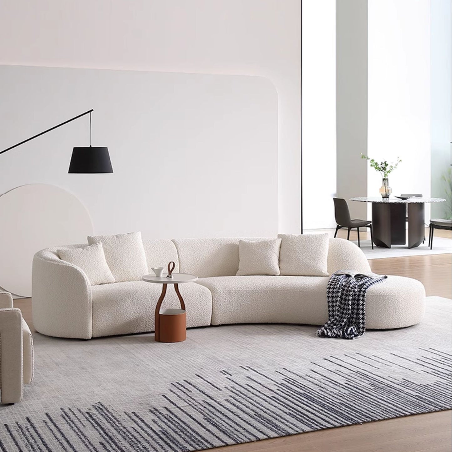 Cynthia fabric one arm sofa white left