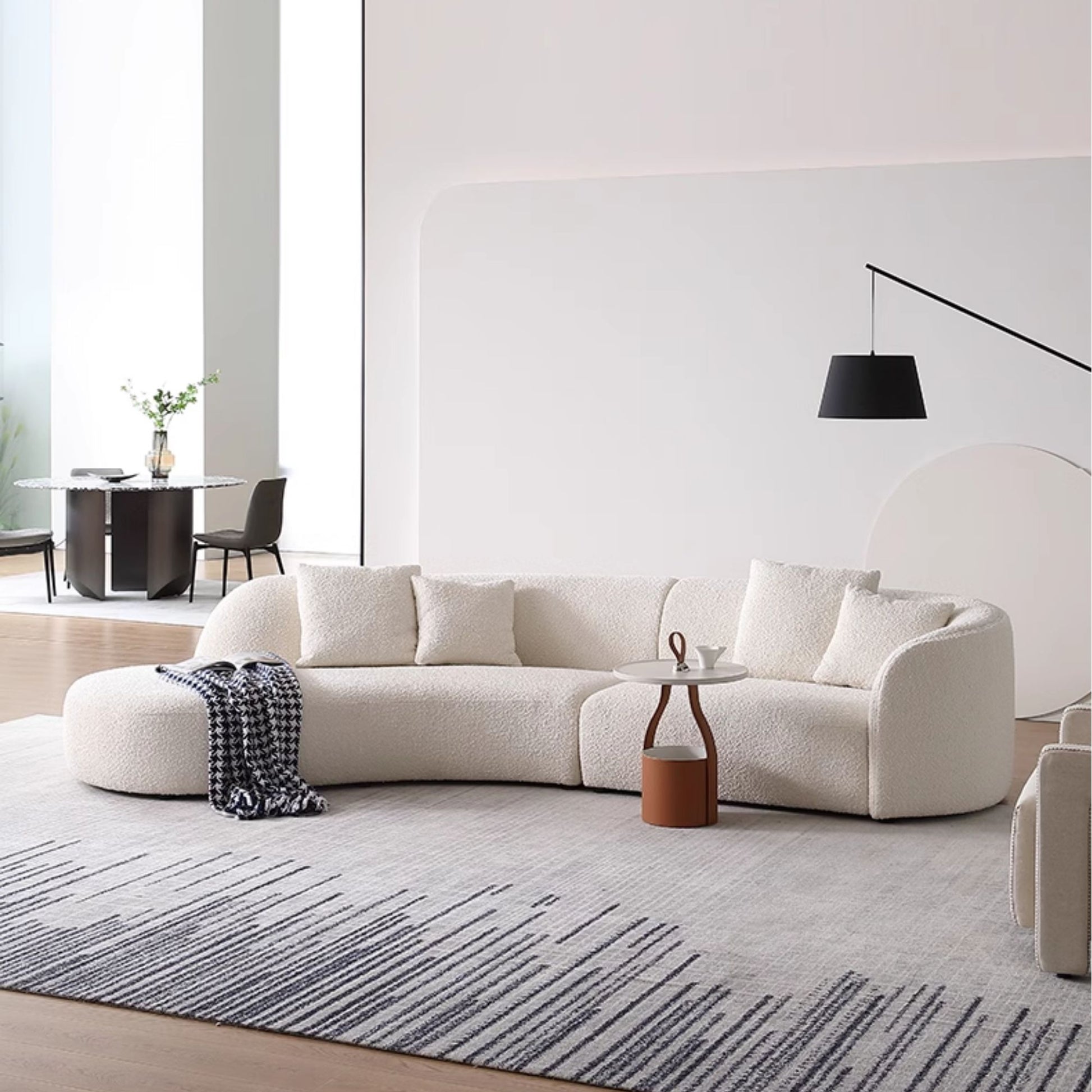 Cynthia fabric one arm sofa white right