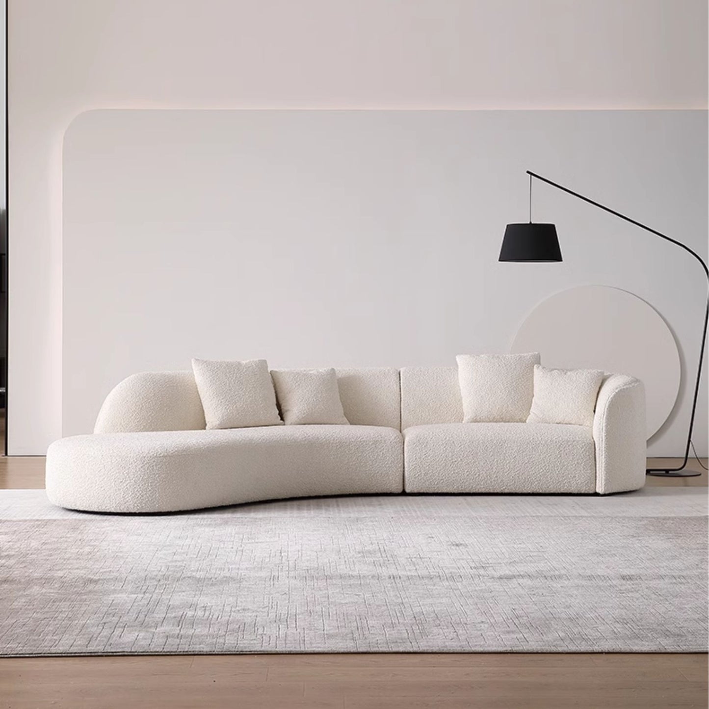 Cynthia fabric one arm sofa white right