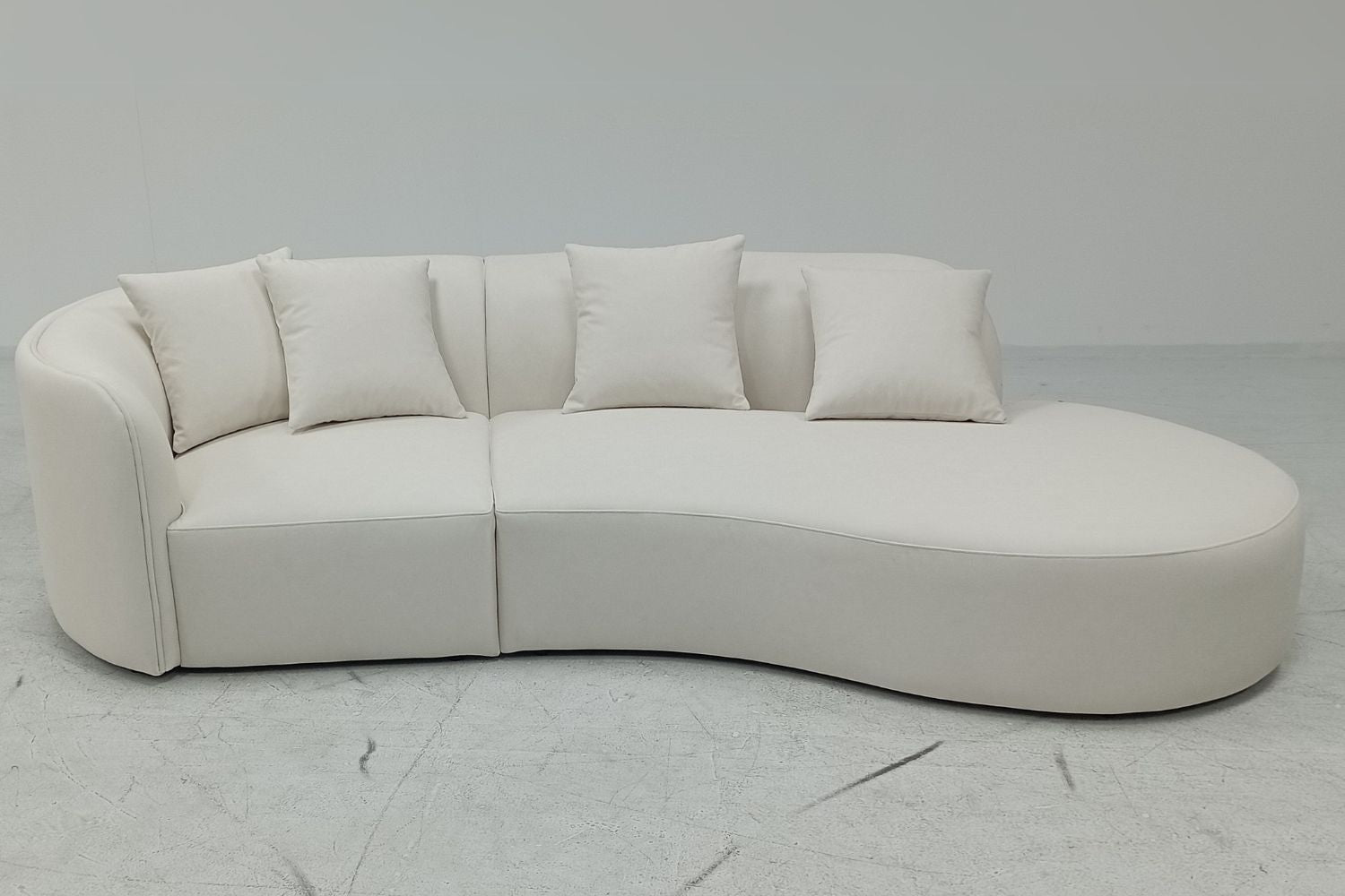 Cynthia 260cm White One Arm Fabric Sofa Amillea | Feb 25