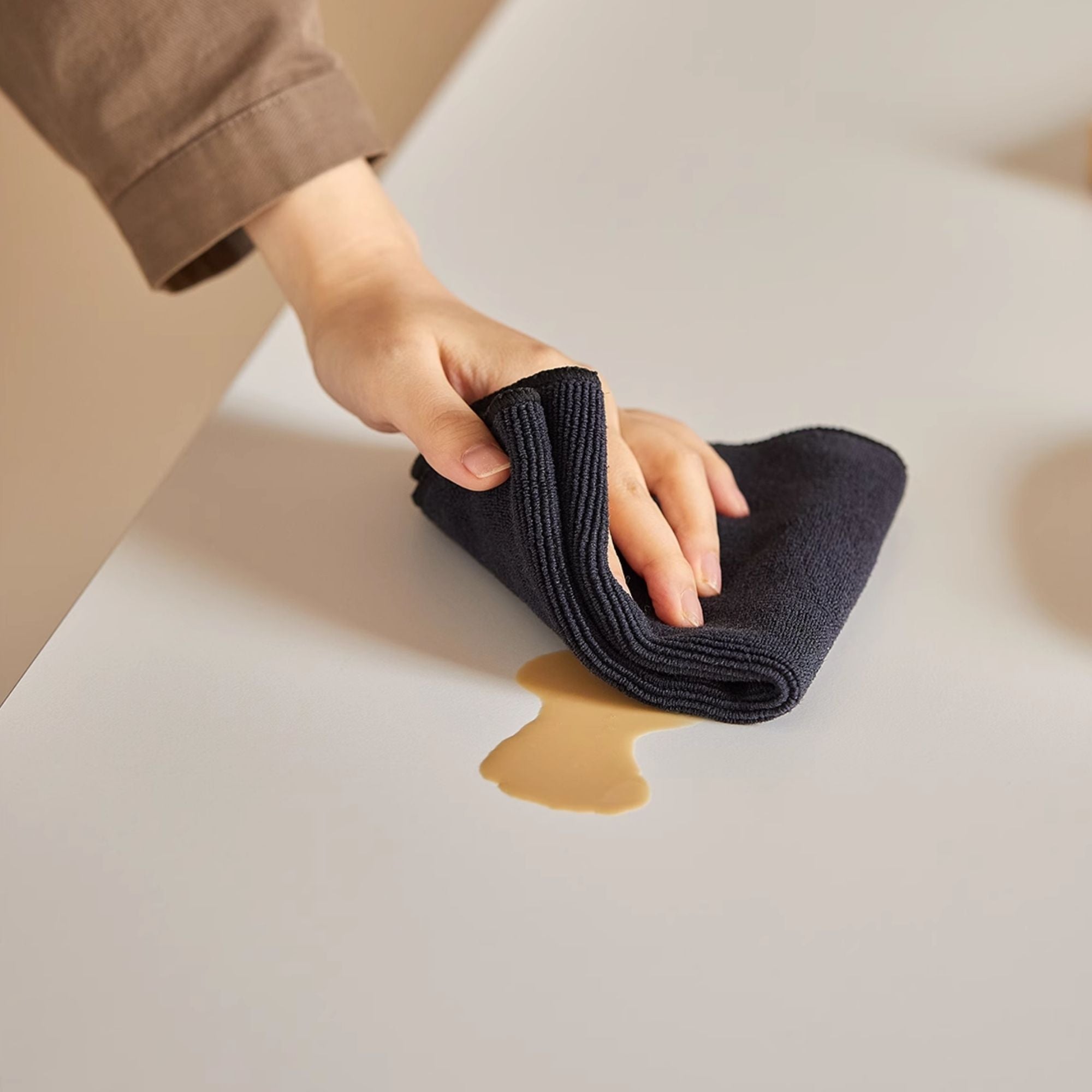 Spills and stains can be easily wiped away from the Trevor sintered stone surface