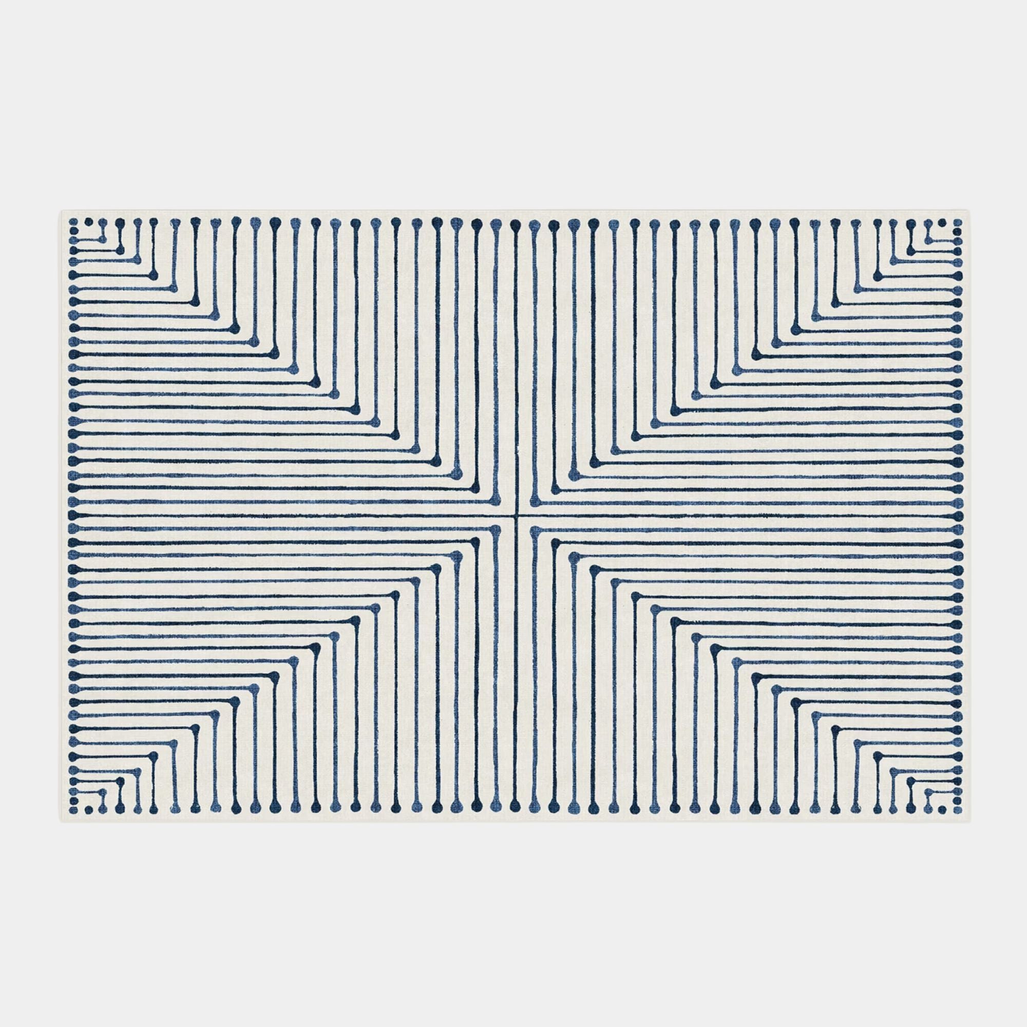 Inkdrop design blue rug