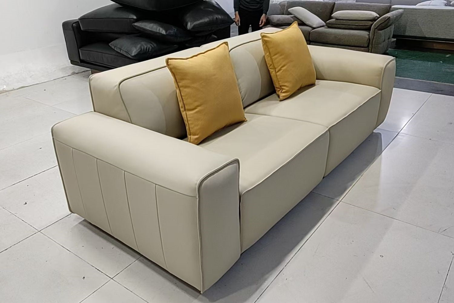 Colby 230cm White Half Leather Sofa Jonathan | Nov 24