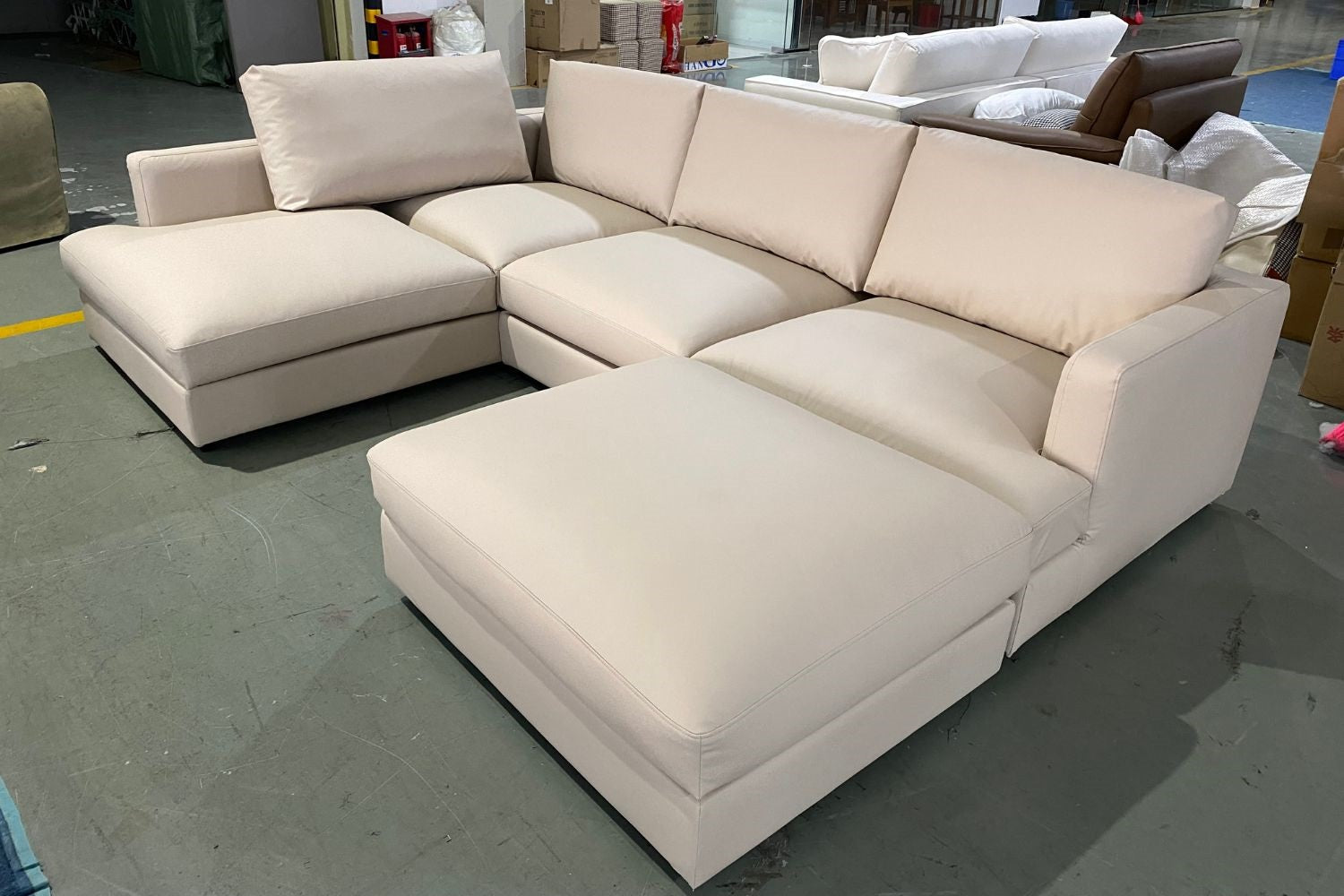 Crescent 280cm Beige (Dias-04) Faux Leather Sectional Sofa Amelia | Nov 24