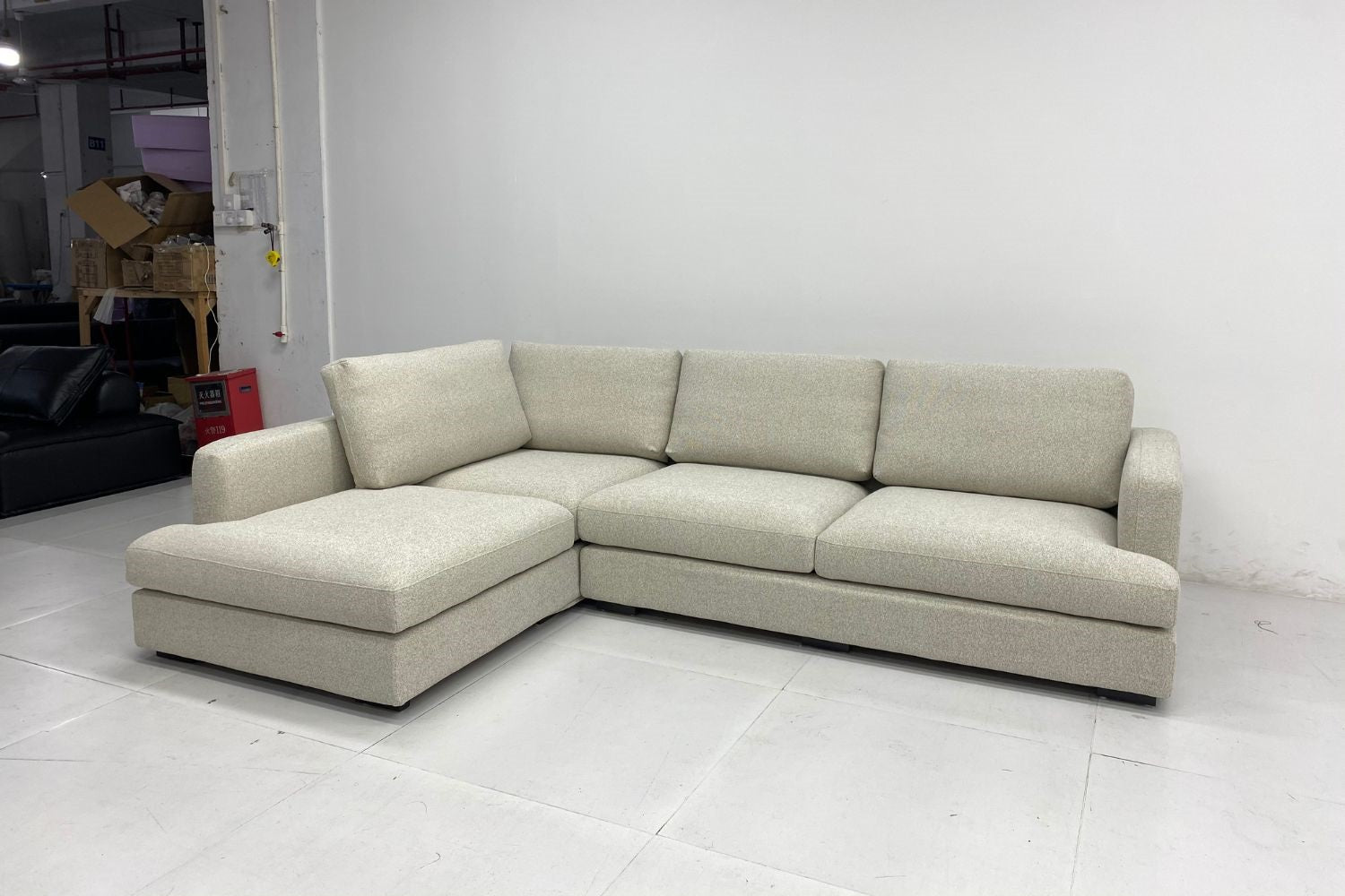 Crescent 280cm Light Grey Fabric Sectional Sofa Tatyana | Dec 24