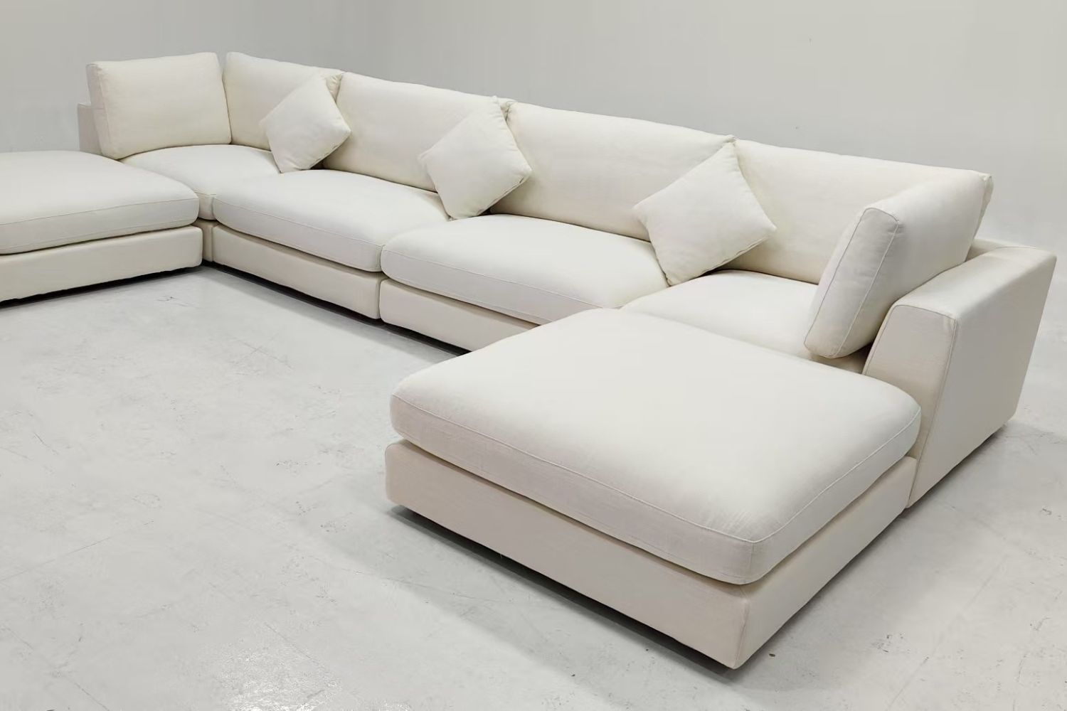 Claudia 400cm White Fabric Sofa with 2 Ottoman Zulfikar Buang | Feb 25