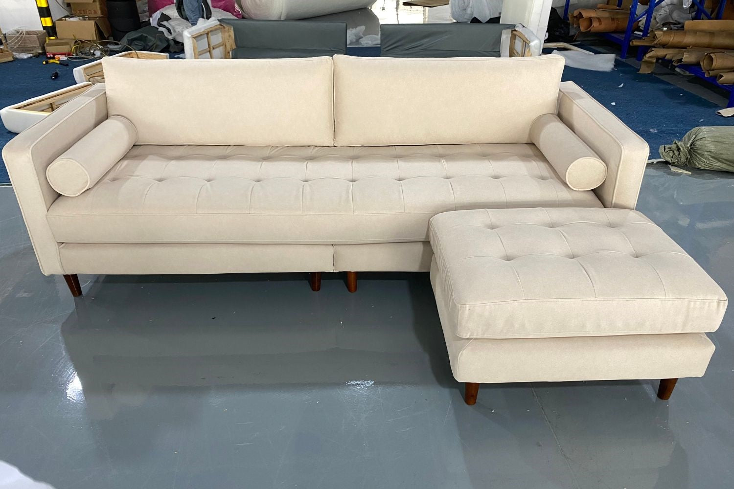 Castle 80cm x 60cm Beige Fabric Ottoman Jacqueline | Apr 24