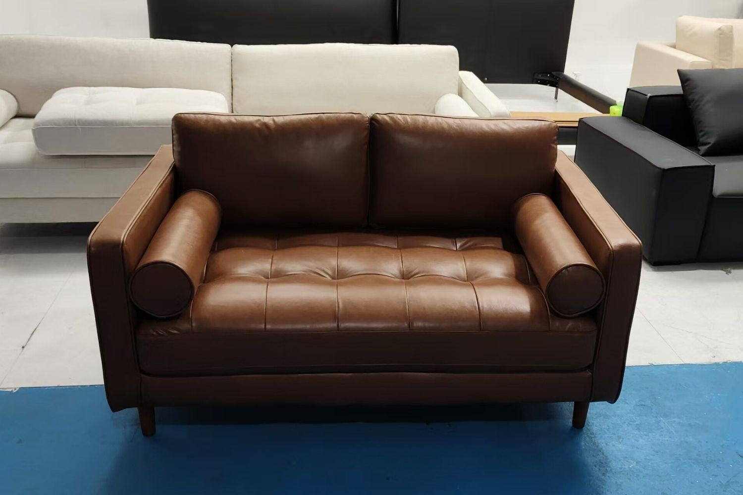 Castle 150cm Dark Brown Faux Leather Sofa Joyce | Nov 24