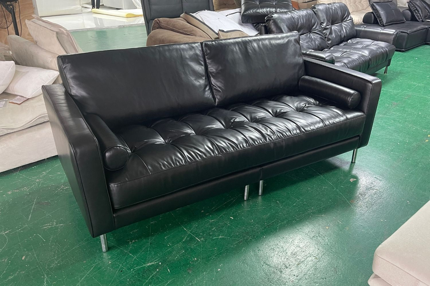Castle 200cm Black Full Leather Sofa Woon Wei Sheng | Mar 25
