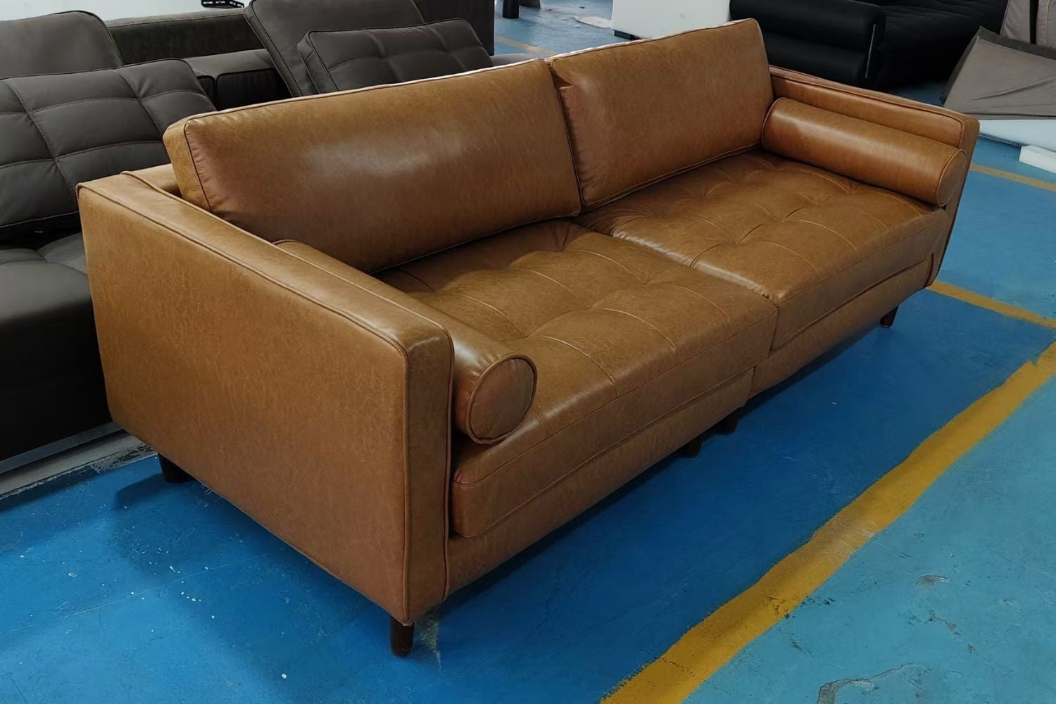 Castle 220cm Brown Faux Leather Sofa Marilynn | Dec 24