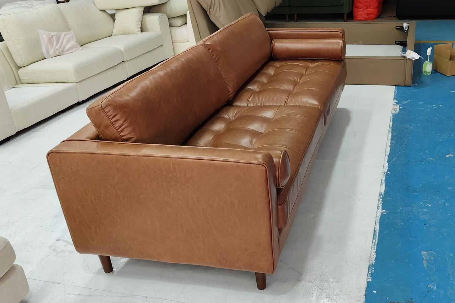 Castle 240cm Brown Faux Leather Sofa Yen Yee | Dec 24