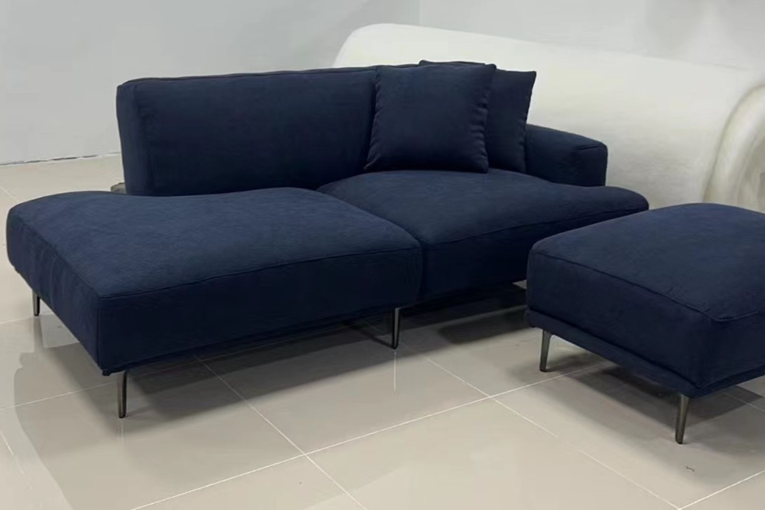 Crystal 200cm Blue One Arm Sofa Joined Back Nureen | Mar 24
