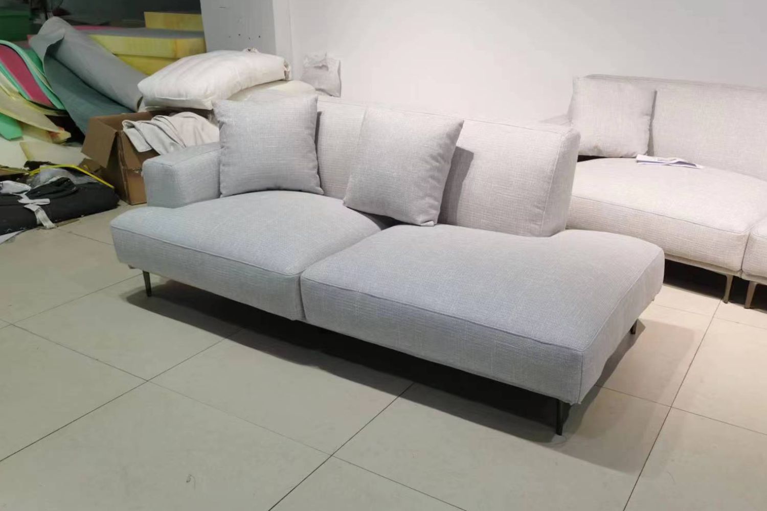 Crystal 200cm Grey Fabric One Arm Sofa Elise | Feb 24