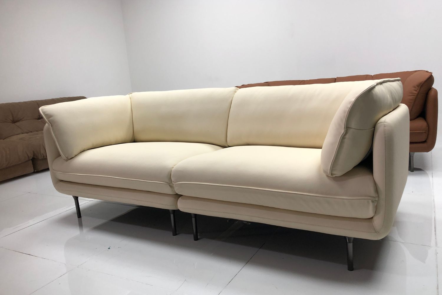 Cuddle 220cm White (Brady 05) Half Leather Sofa Shermaine | Mar 24