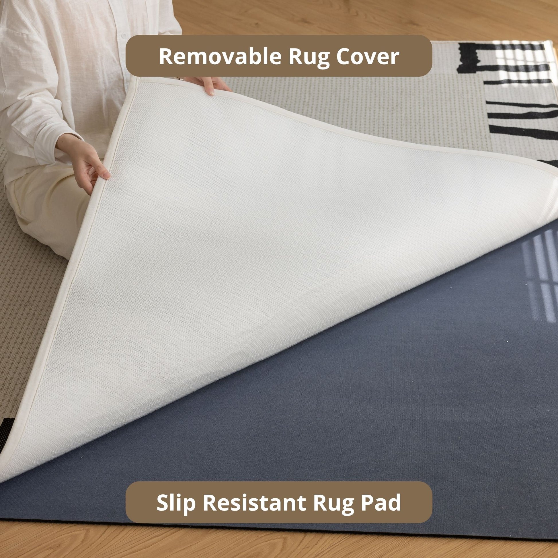 Oboe washable rug white