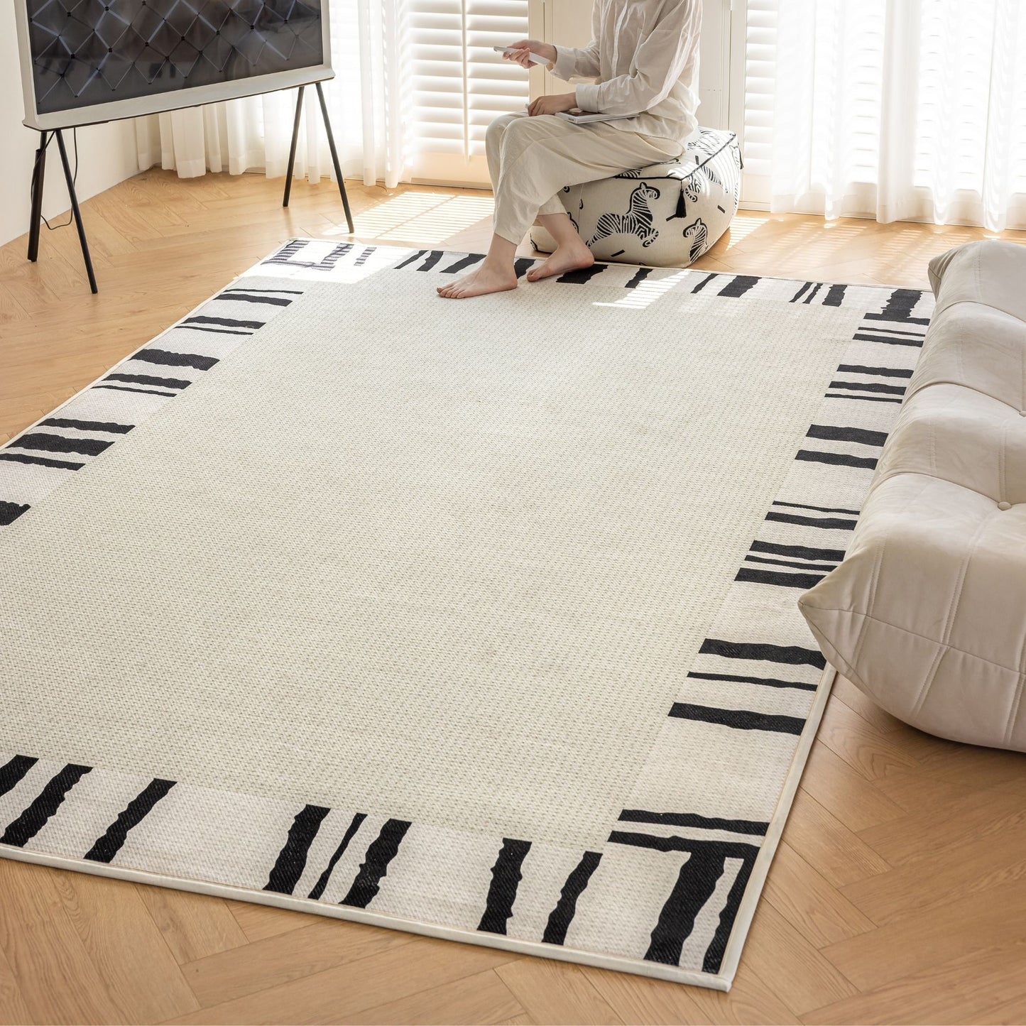 Oboe washable rug white