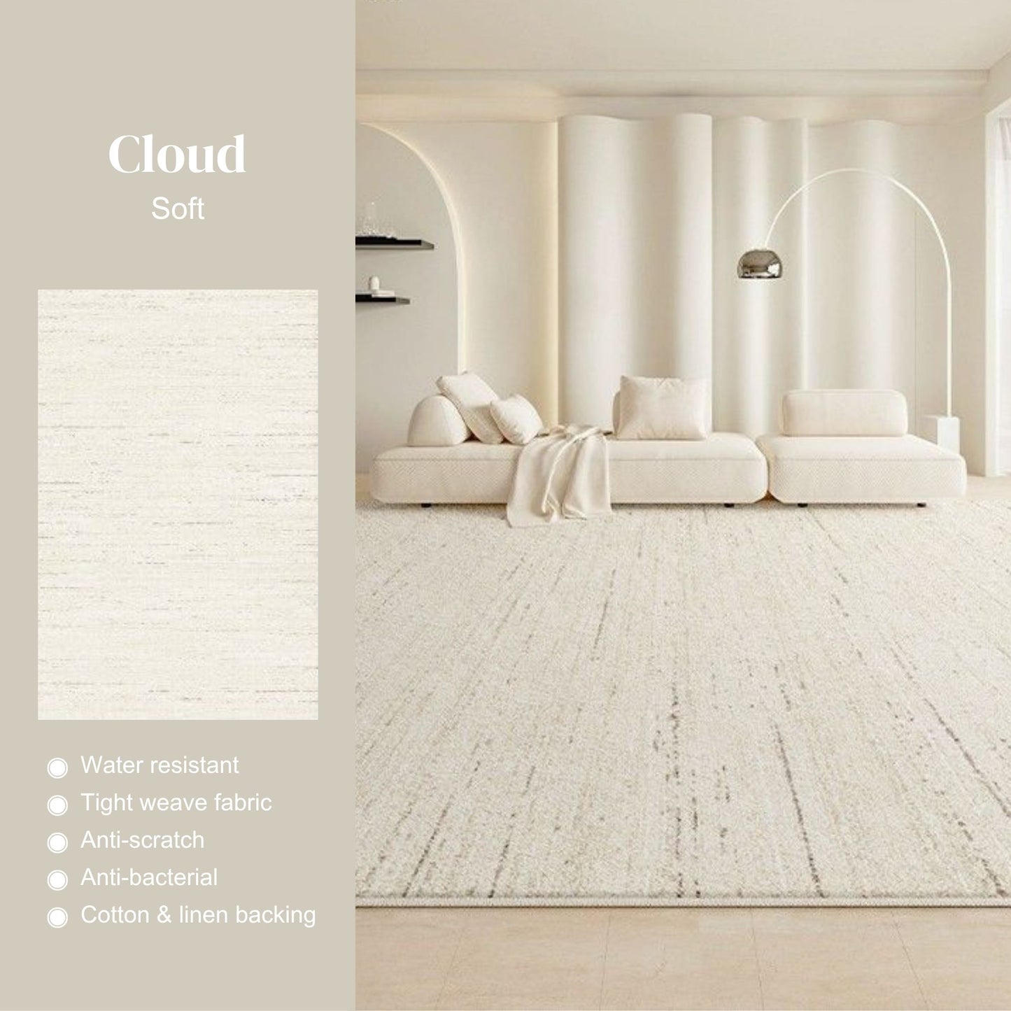 Ocean cloud water resistant rug