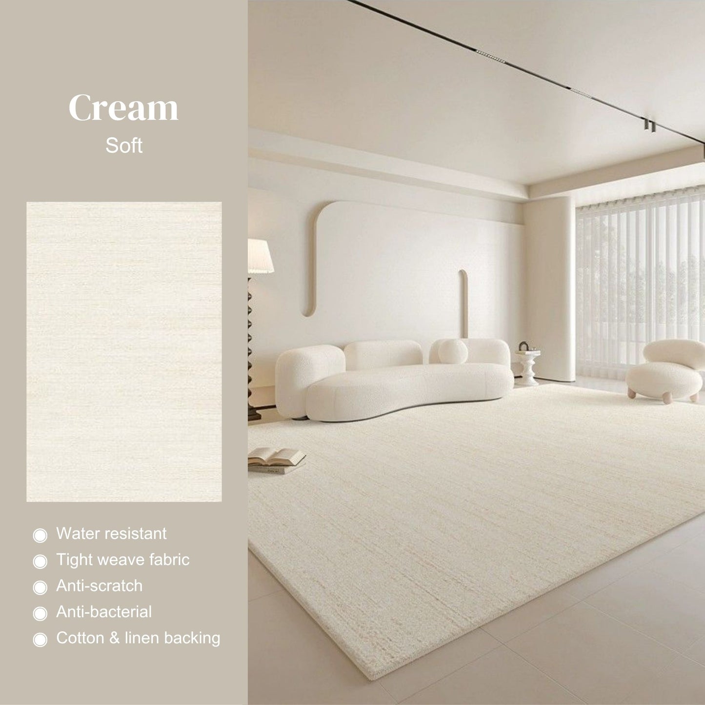 Ocean cream water resistant rug