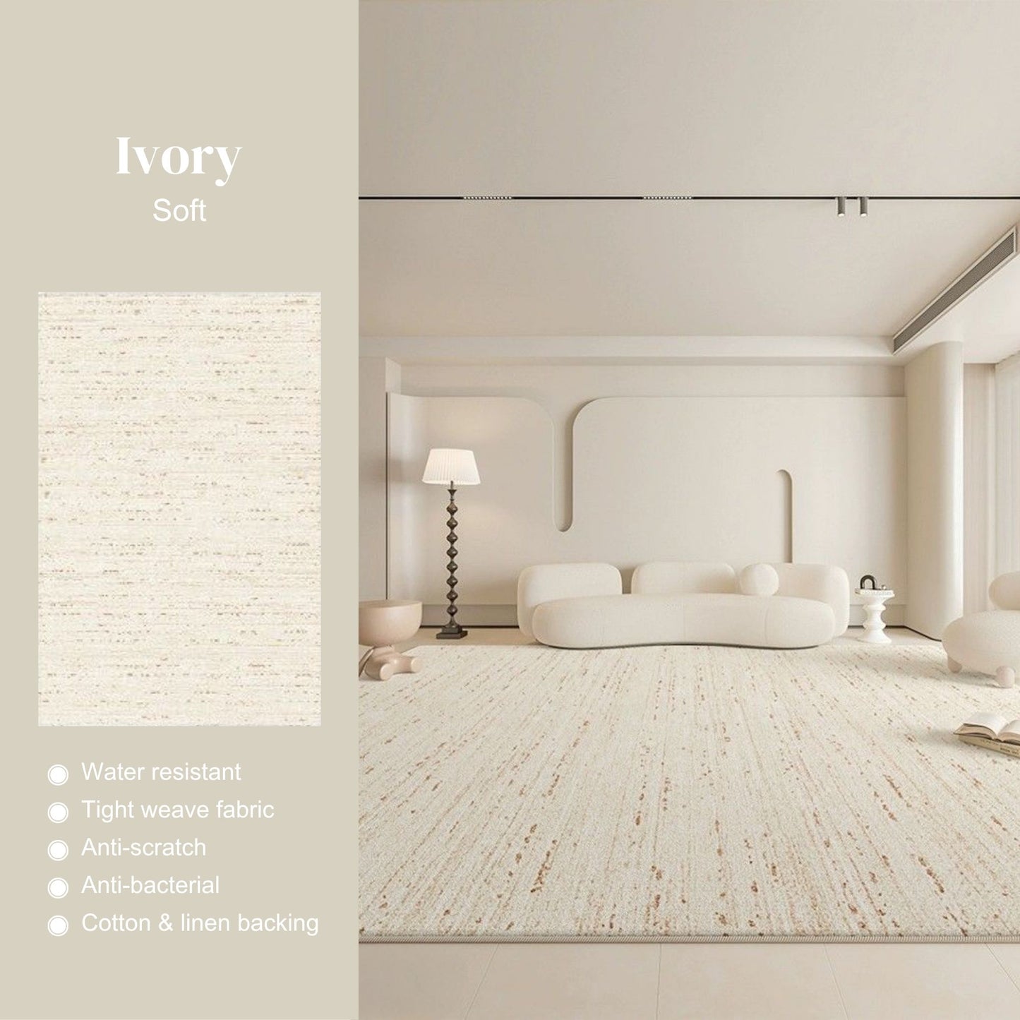 Ocean ivory water resistant rug