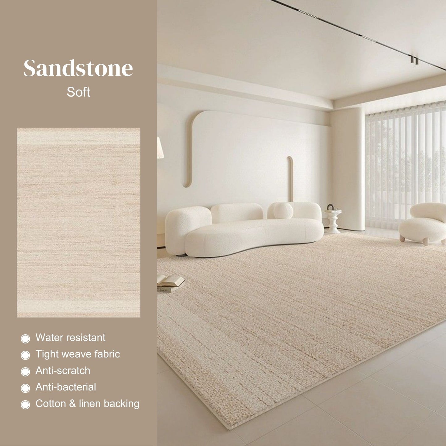 Ocean sandstone water resistant rug