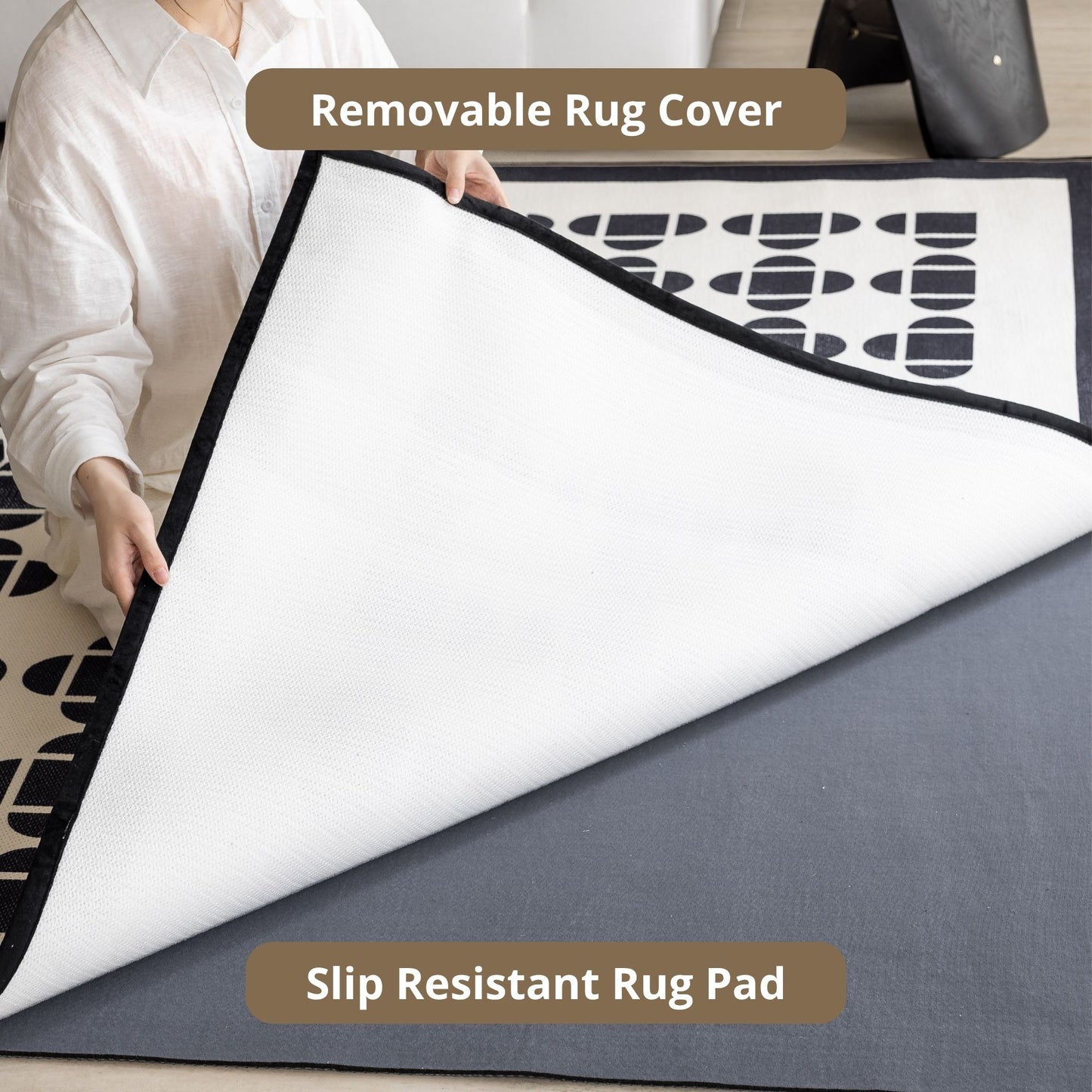 Octave washable rug black
