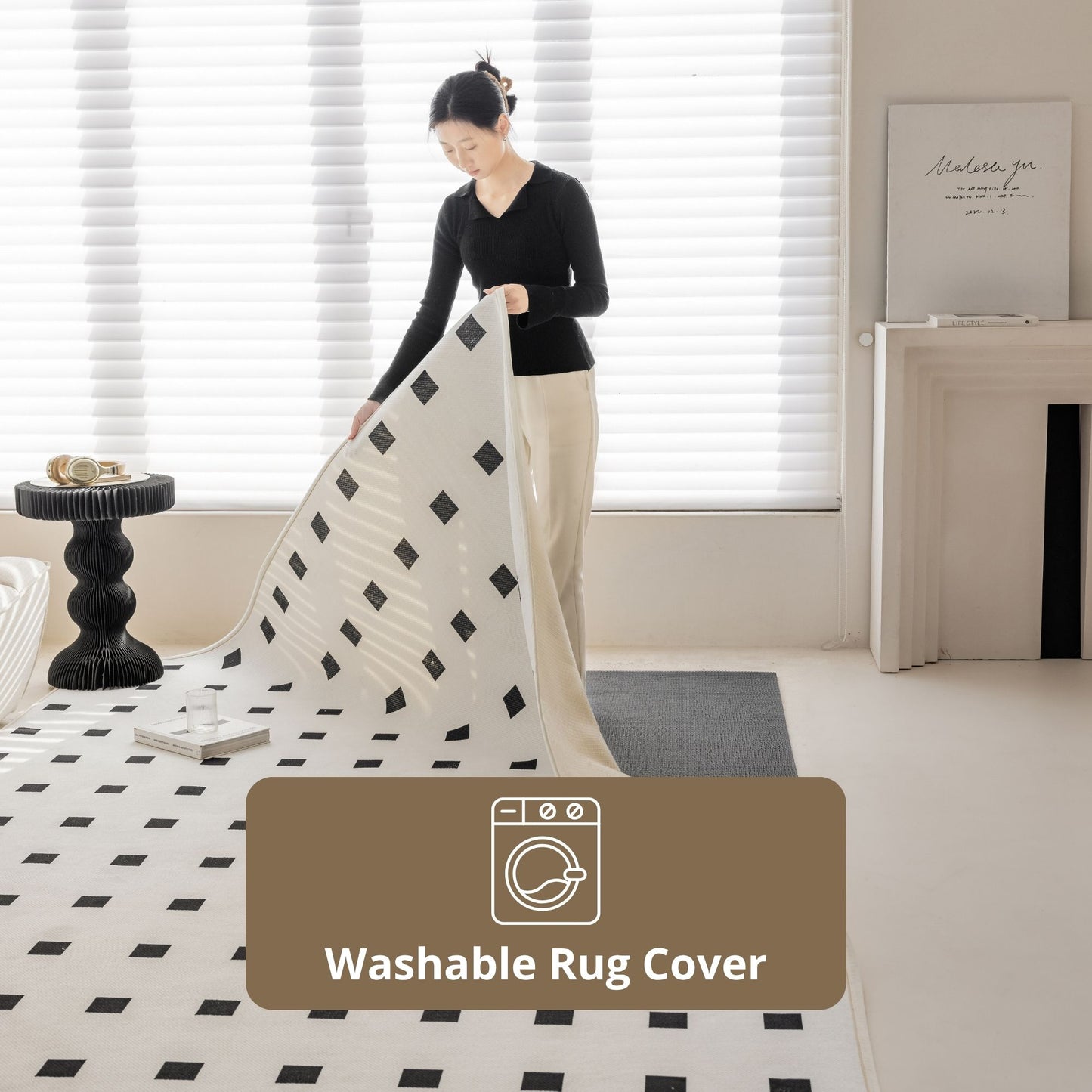 Ode washable rug white