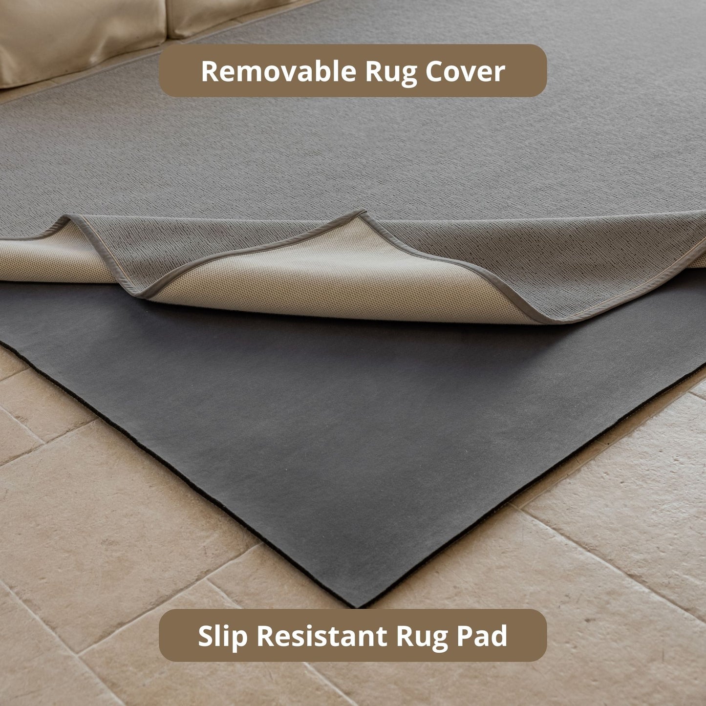 odeon washable rug grey