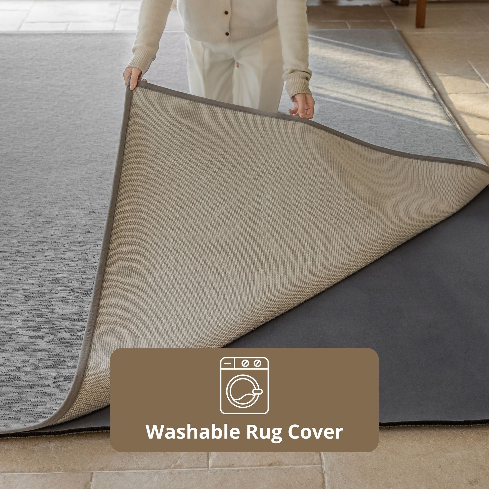 odeon washable rug grey