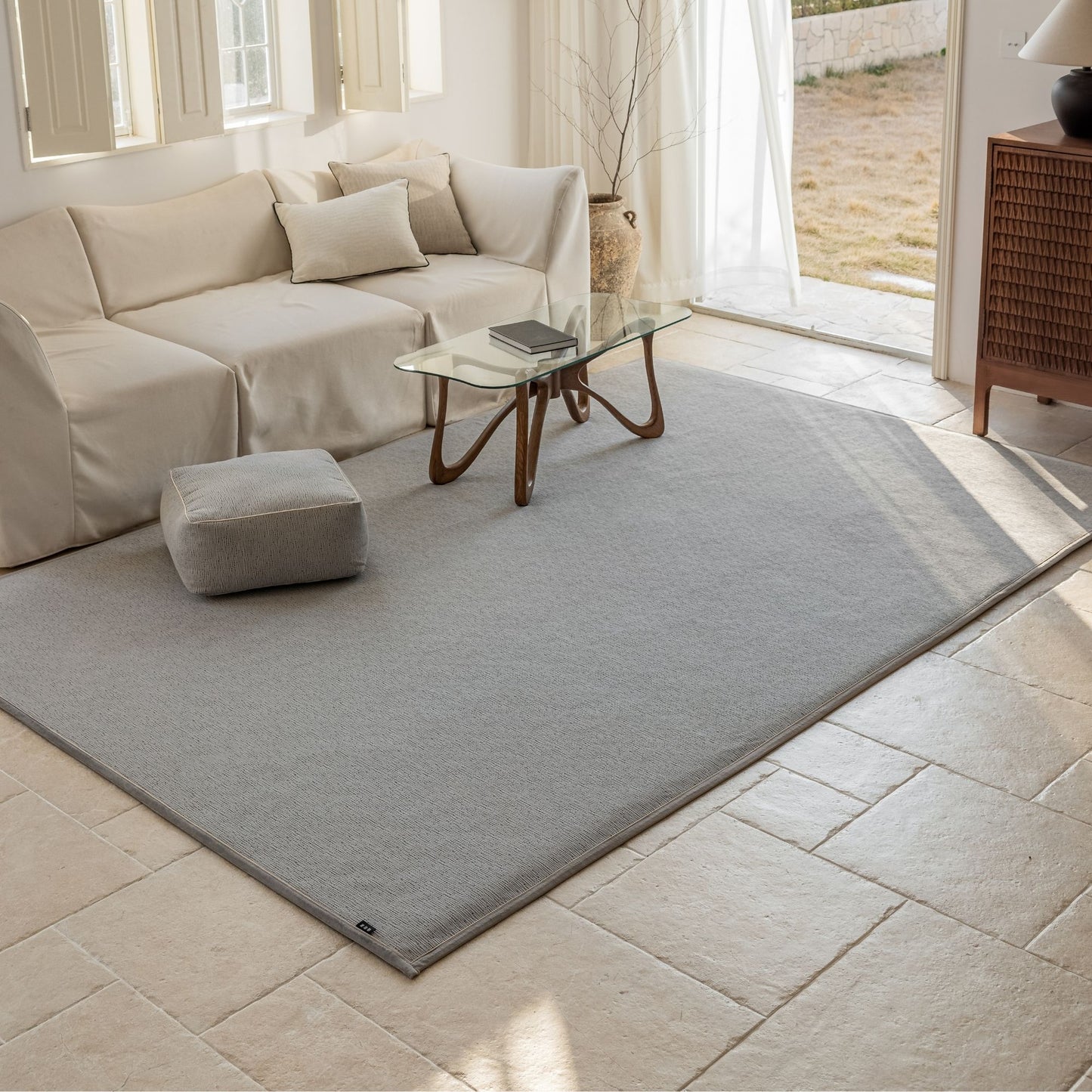 odeon washable rug grey