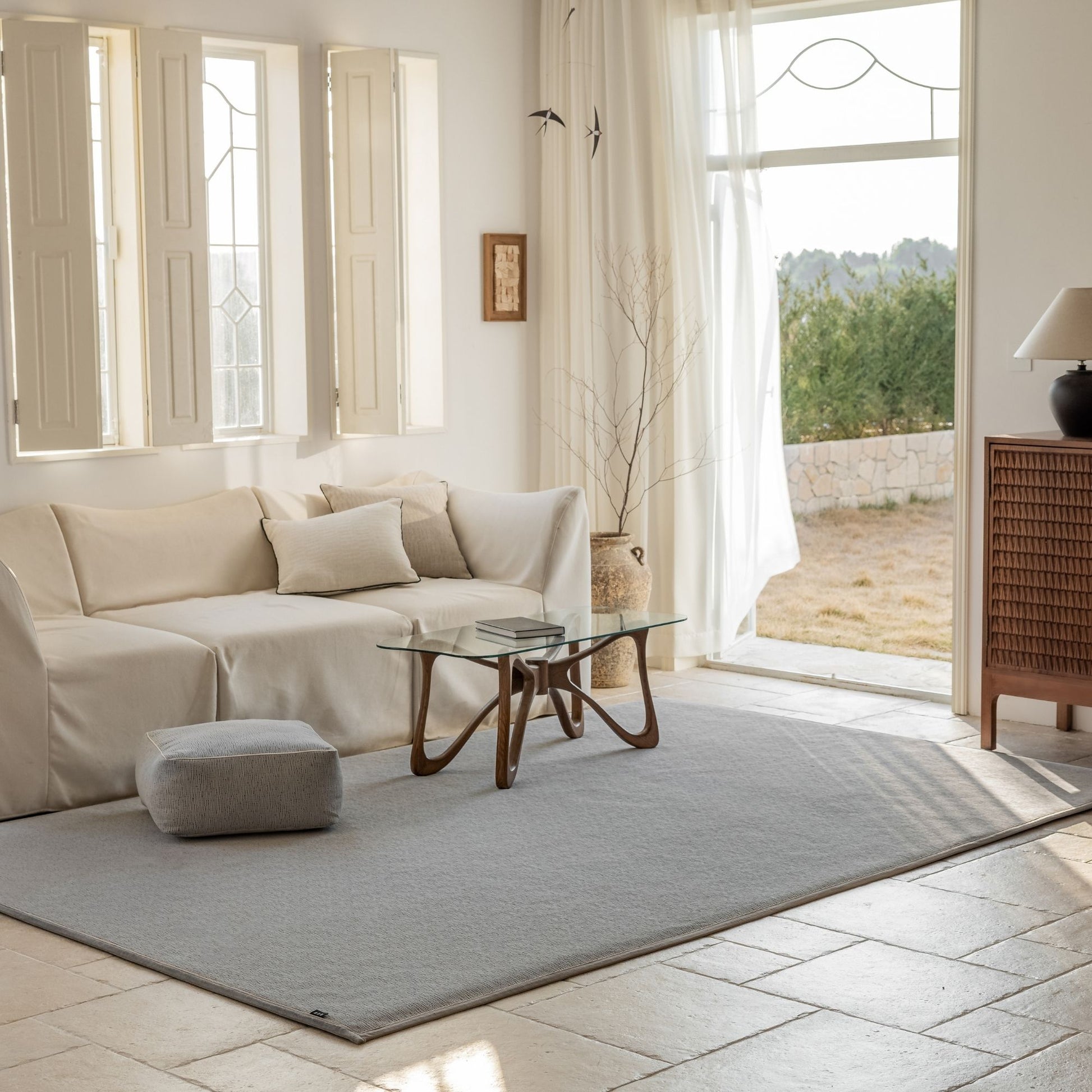 odeon washable rug grey
