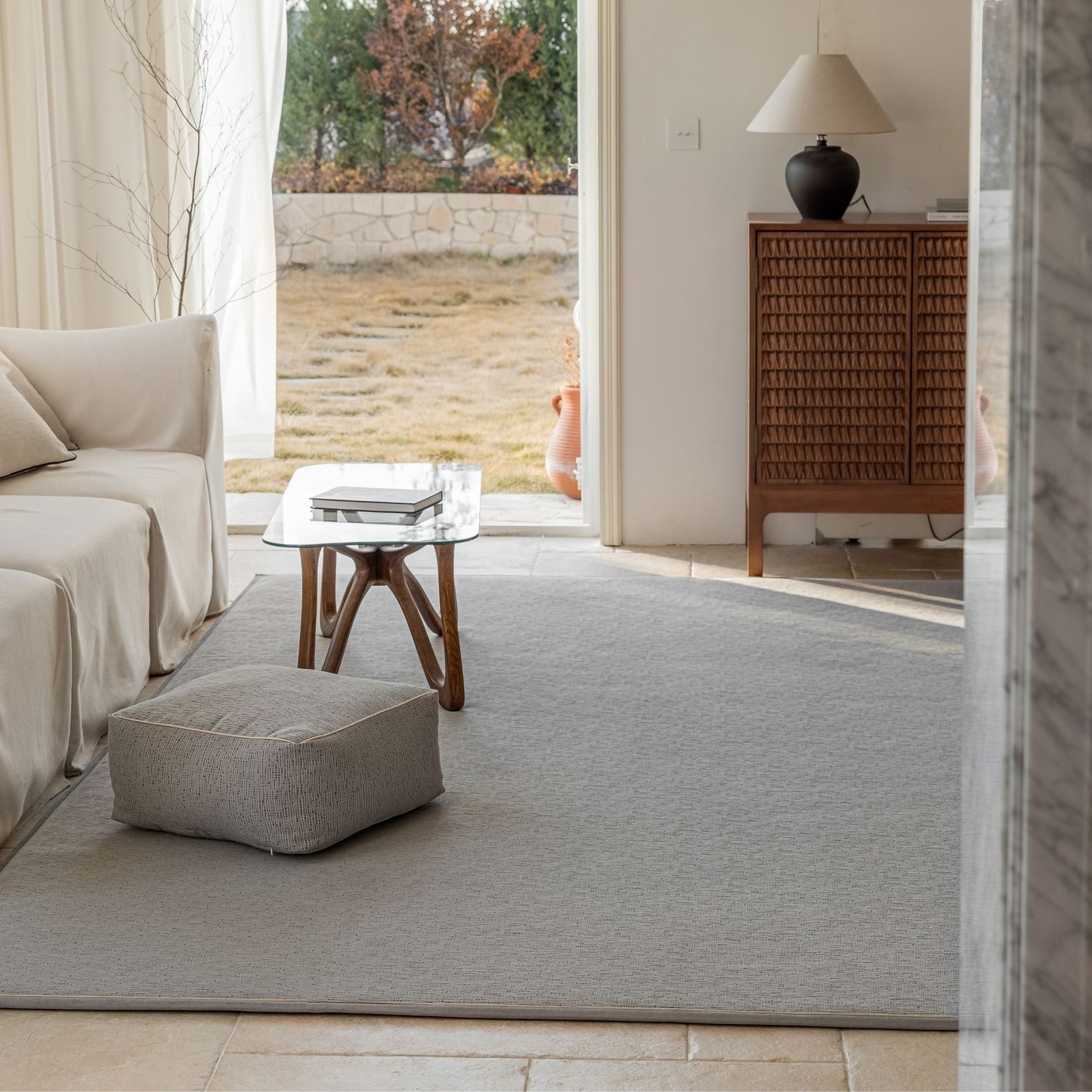 odeon washable rug grey