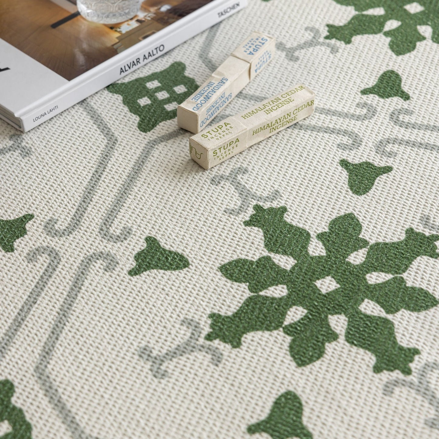 Olive green washable rug