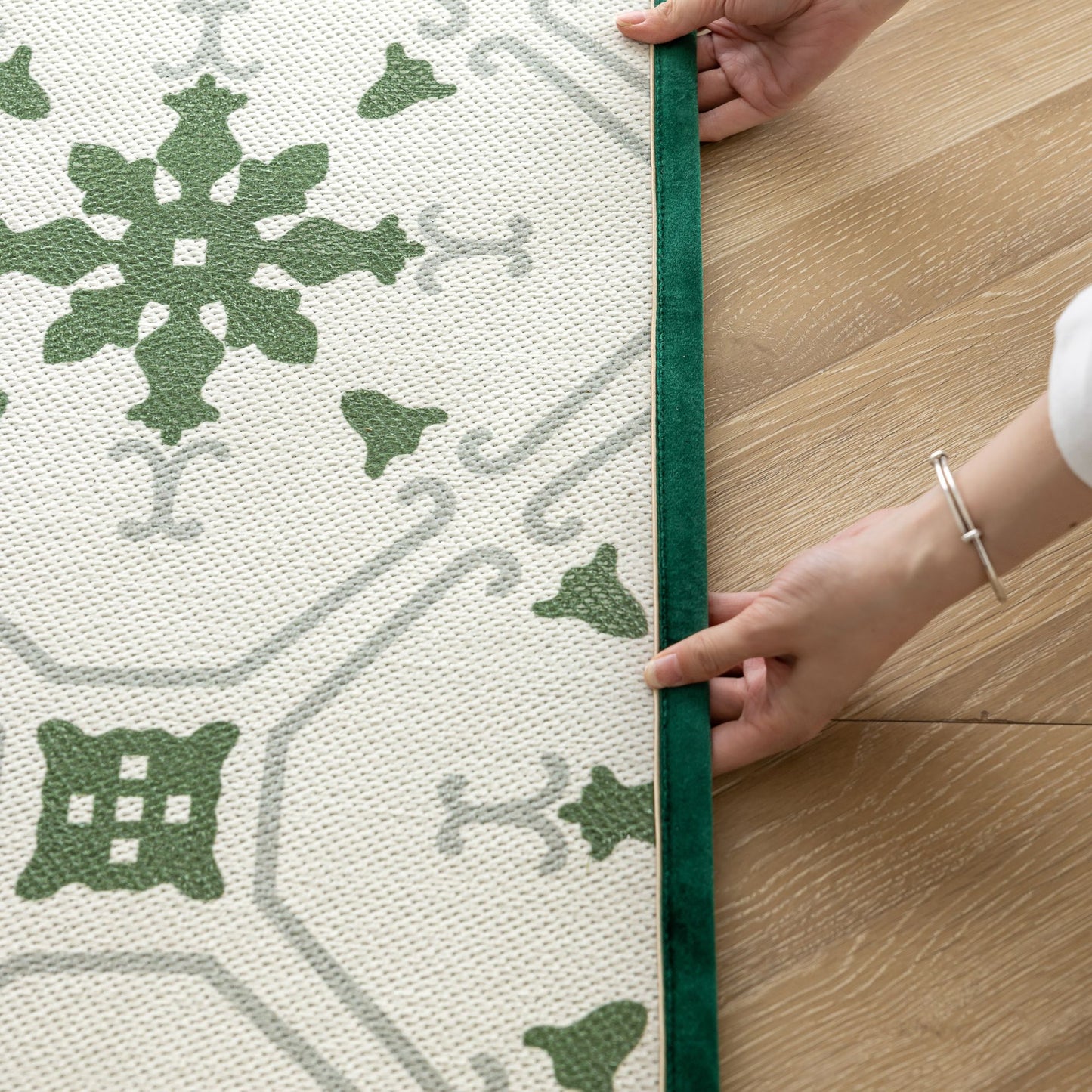 Olive green washable rug