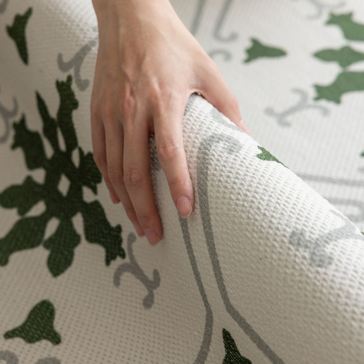 Olive green washable rug