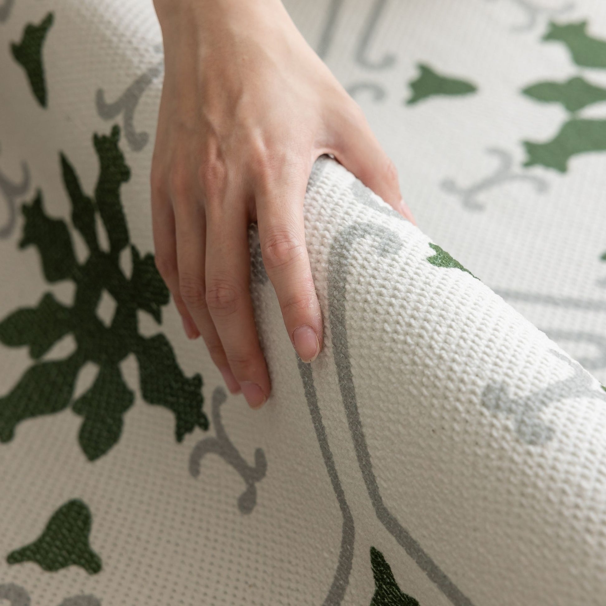 Olive green washable rug