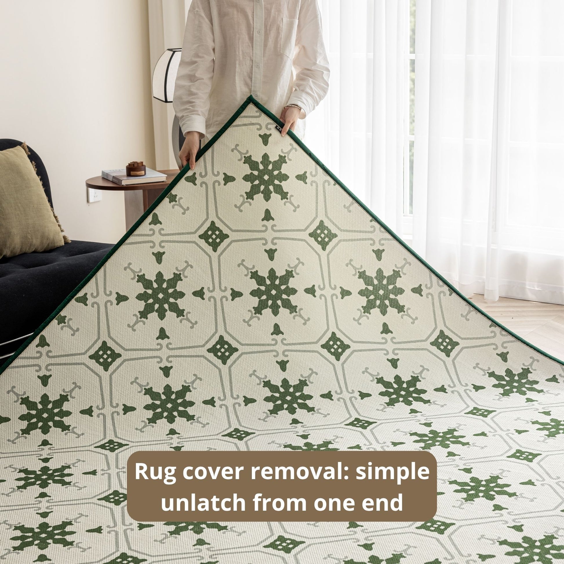Olive green washable rug