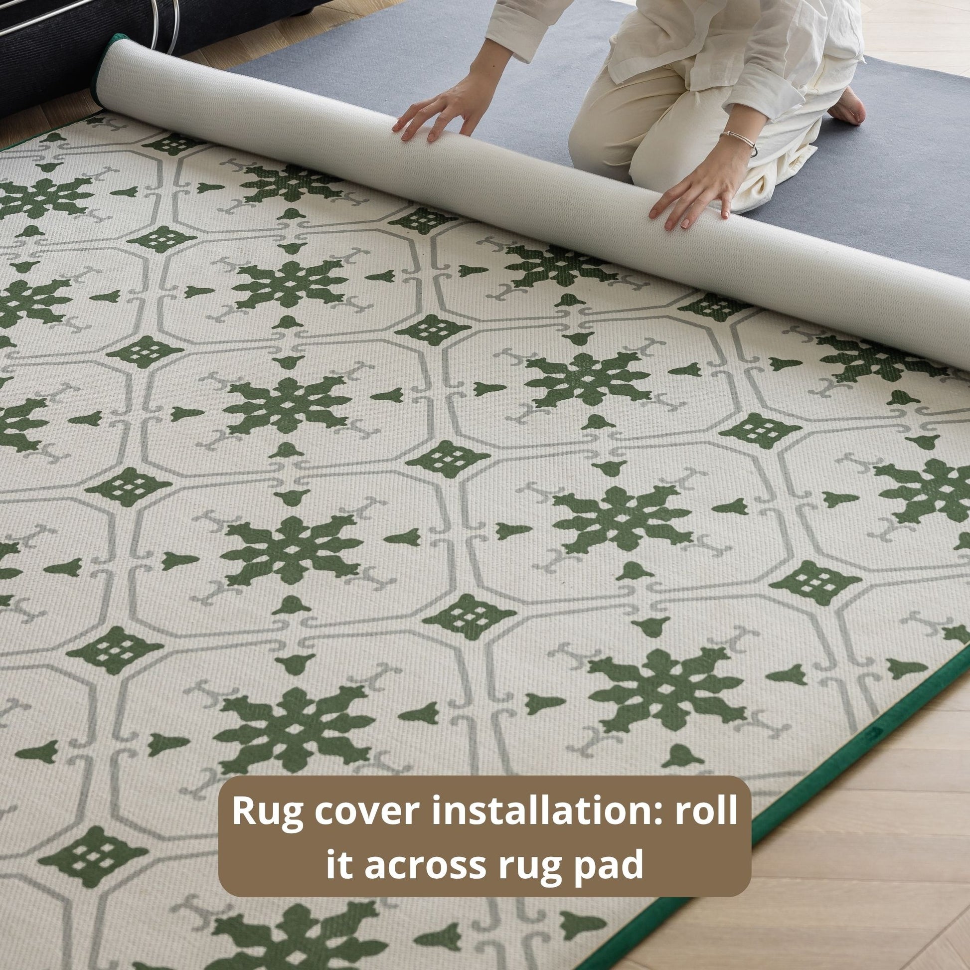 Olive green washable rug