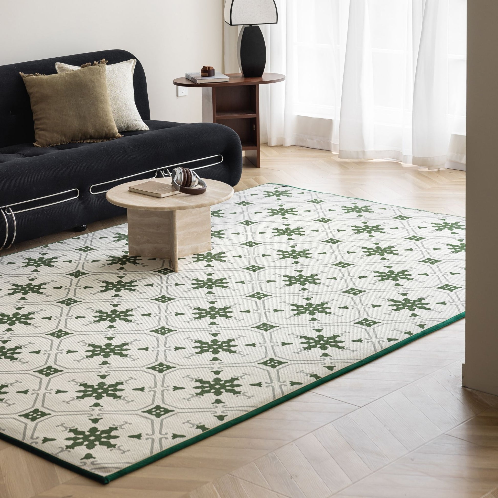 Olive green washable rug