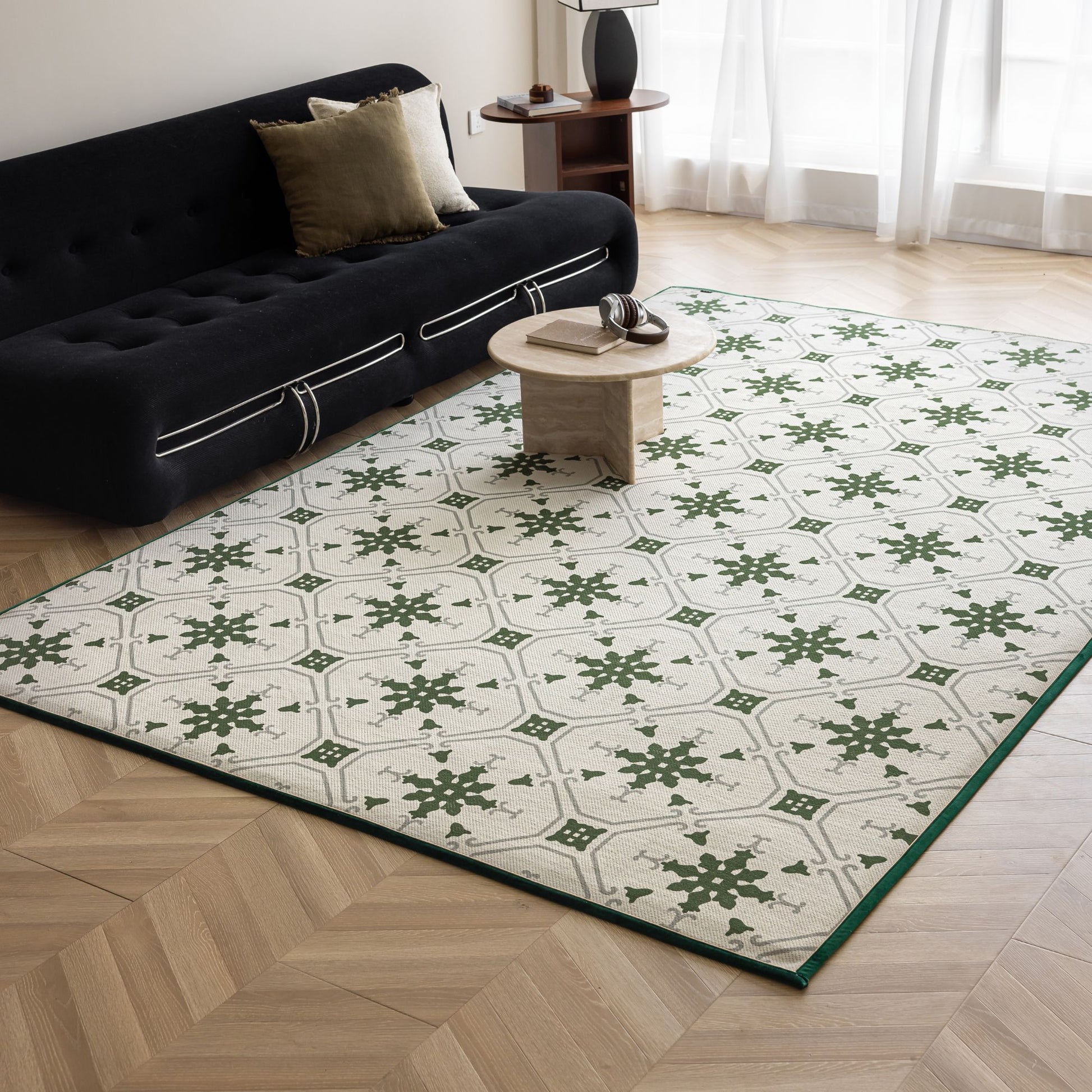 Olive green washable rug