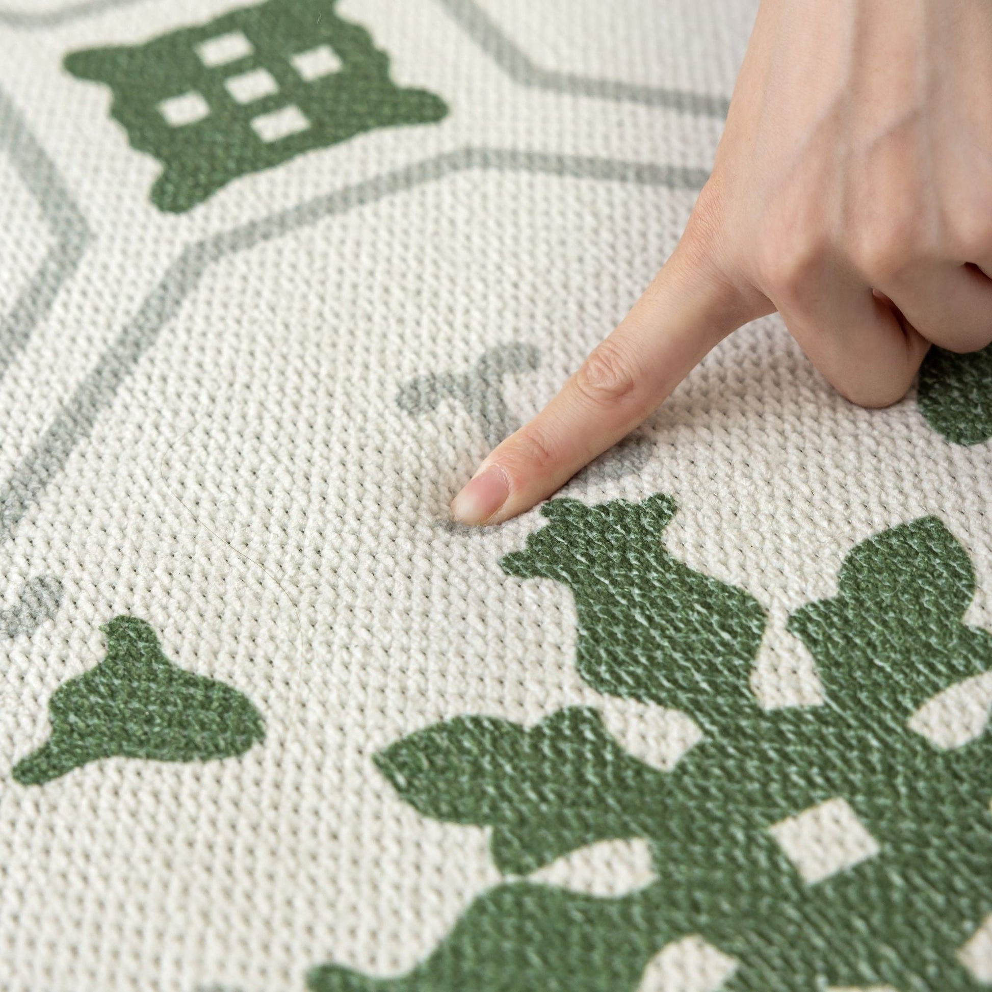 Olive green washable rug