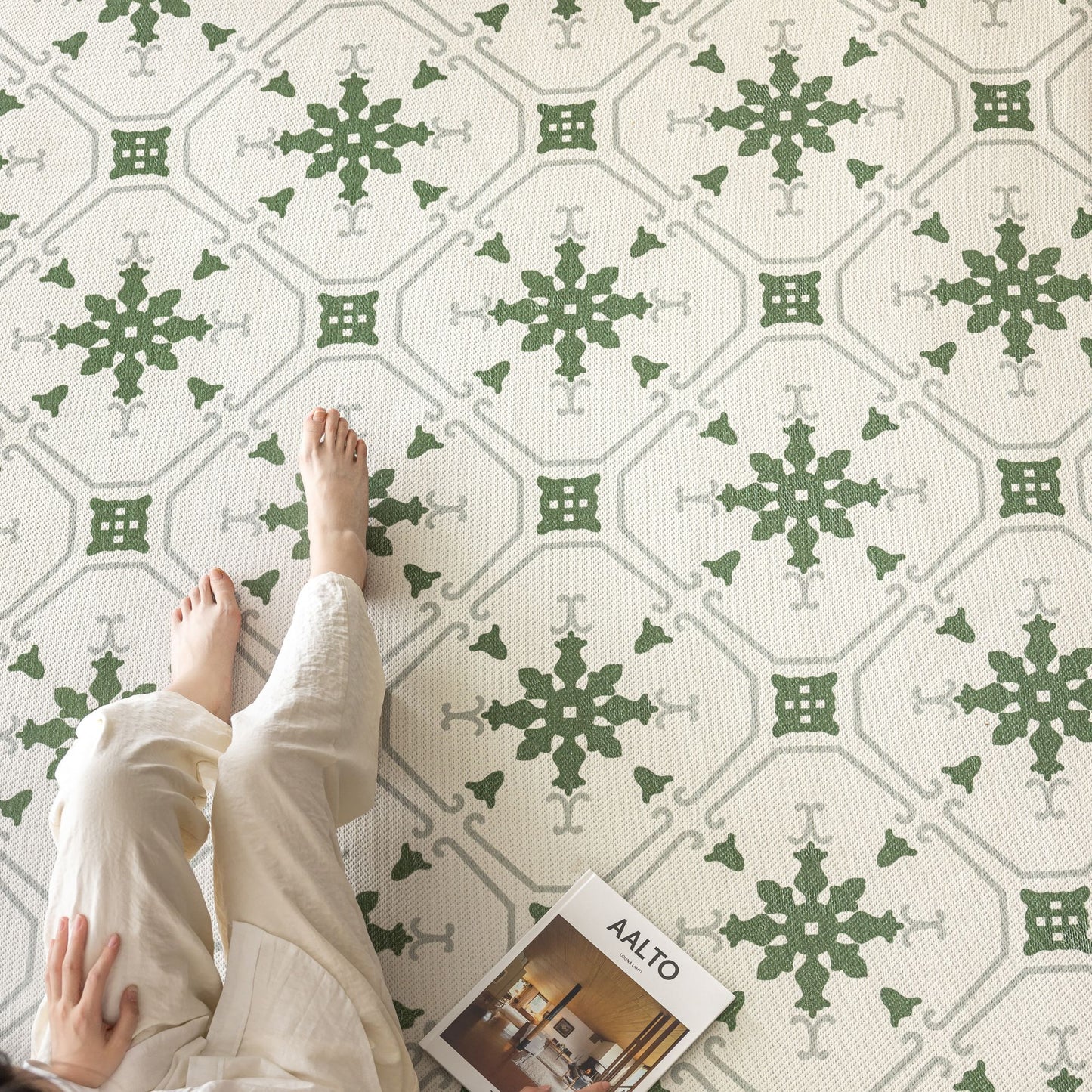 Olive green washable rug