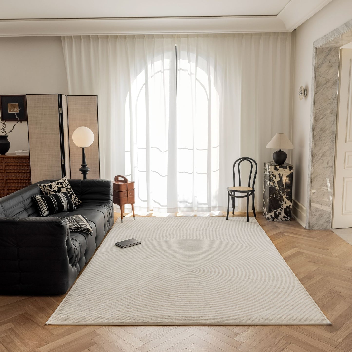 orbit washable rug beige