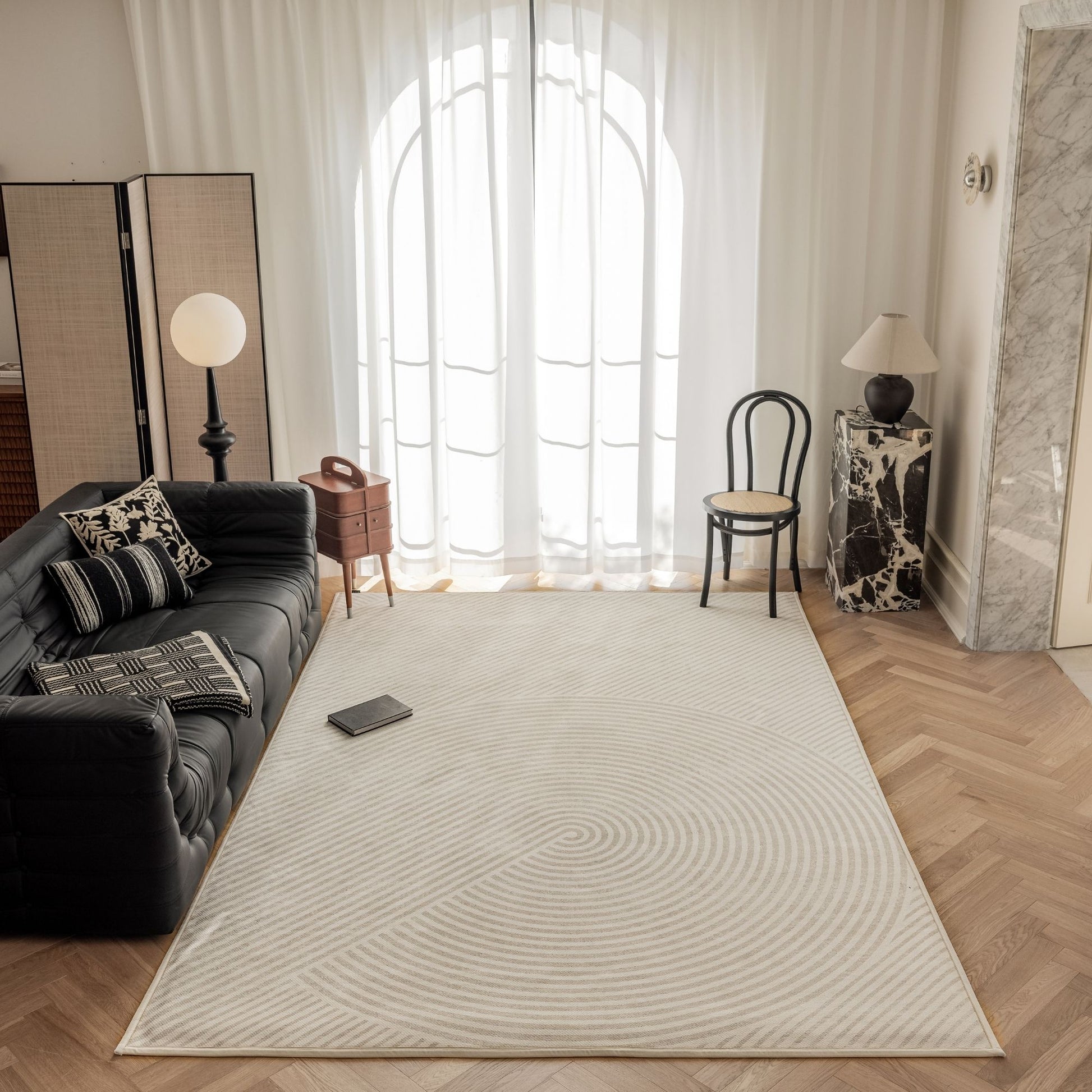 orbit washable rug beige