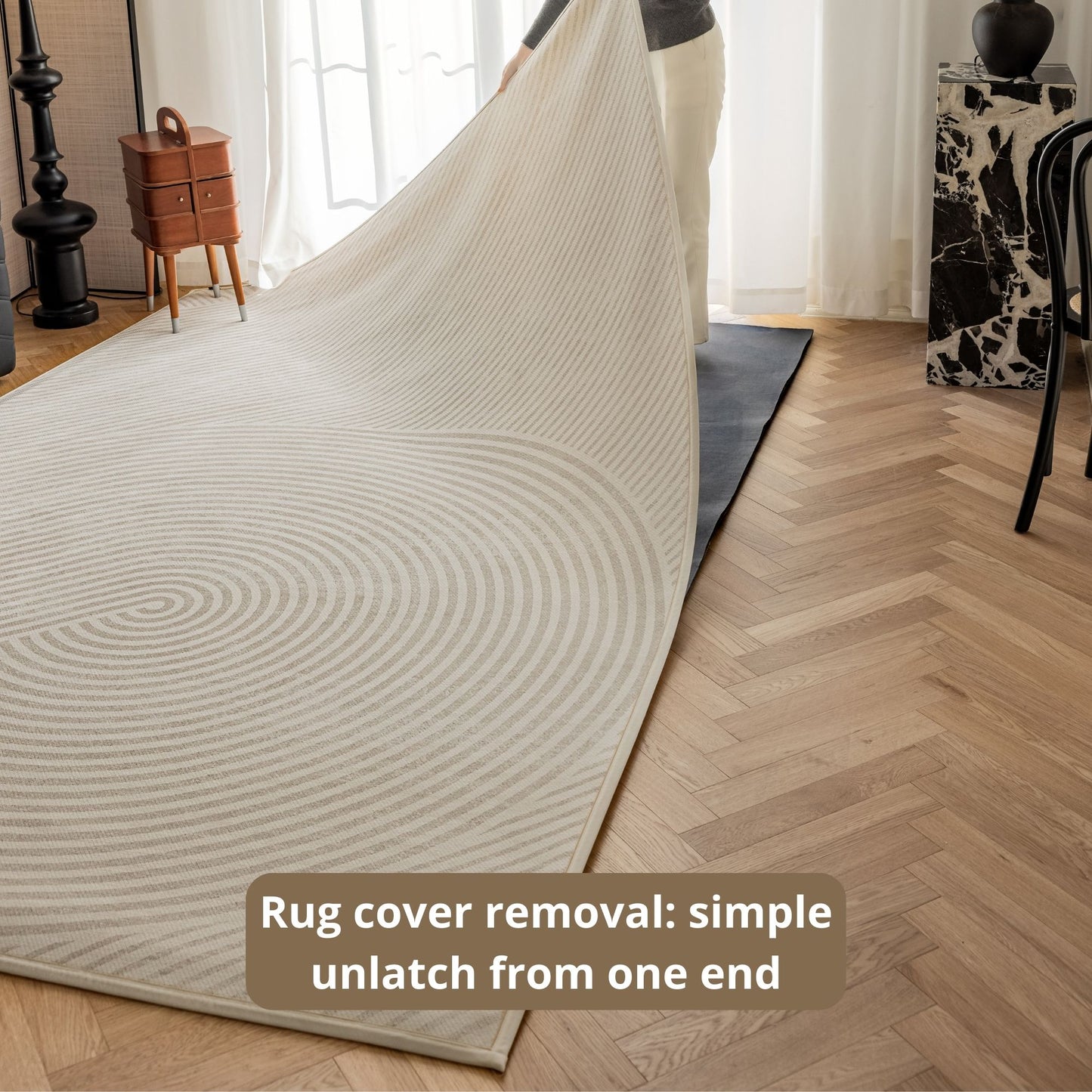 orbit washable rug beige
