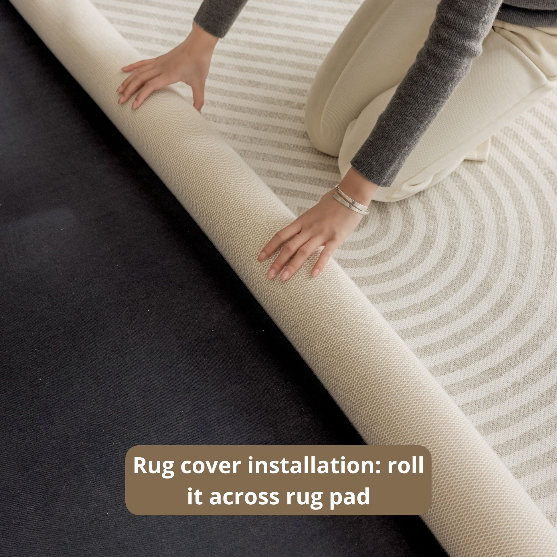 orbit washable rug beige
